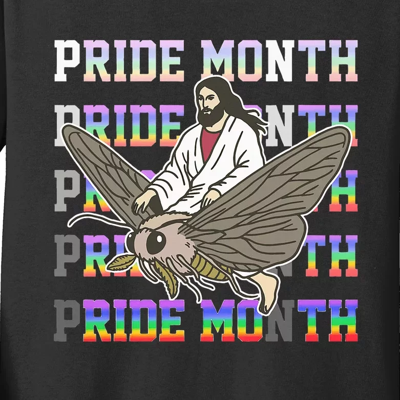 Pride Month Ride Moth Pride Month Ride Moth Kids Long Sleeve Shirt