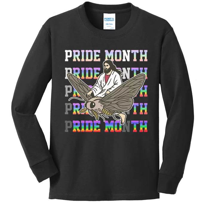 Pride Month Ride Moth Pride Month Ride Moth Kids Long Sleeve Shirt