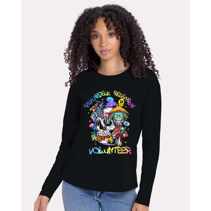 Psychedelic Mushroom Research Volunteer Womens Cotton Relaxed Long Sleeve T-Shirt