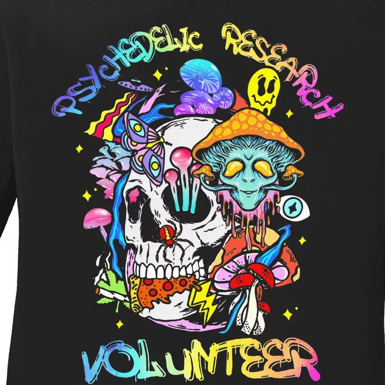 Psychedelic Mushroom Research Volunteer Ladies Long Sleeve Shirt