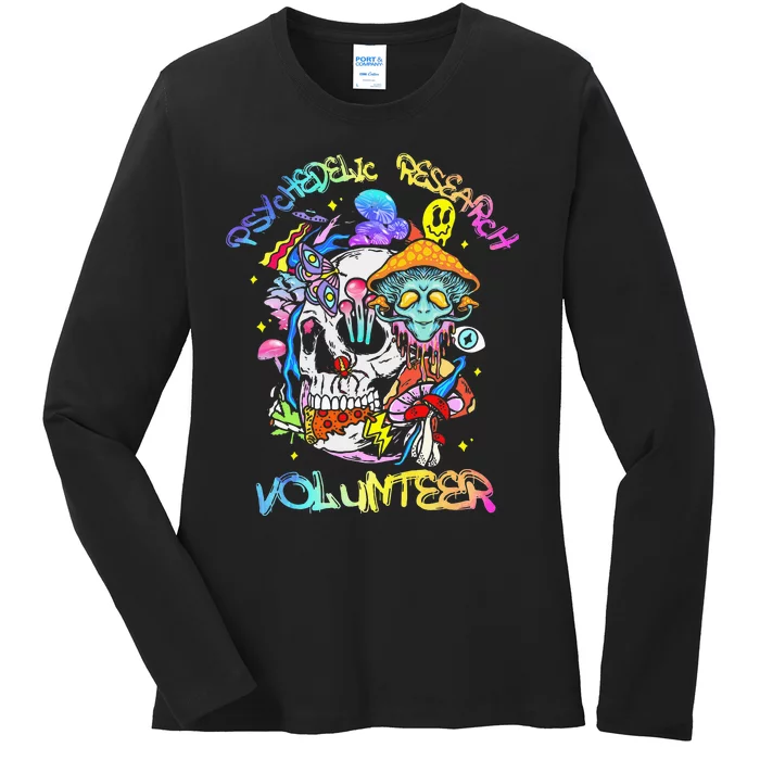 Psychedelic Mushroom Research Volunteer Ladies Long Sleeve Shirt