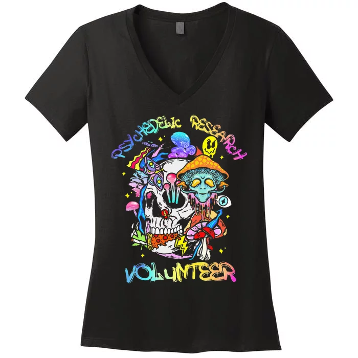 Psychedelic Mushroom Research Volunteer Women's V-Neck T-Shirt