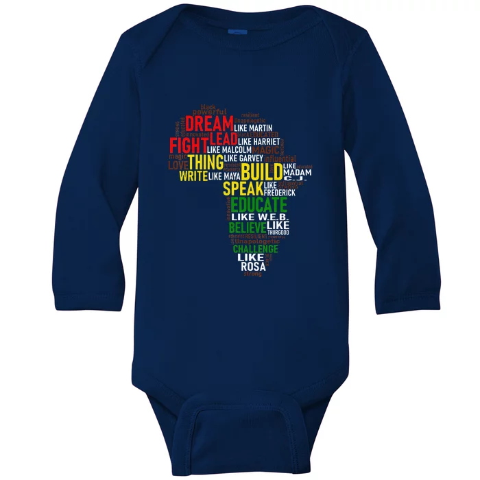 Proud My Roots African Pride Dream Like Martin Baby Long Sleeve Bodysuit