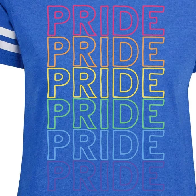 Pride Month Rainbow Retro Enza Ladies Jersey Football T-Shirt