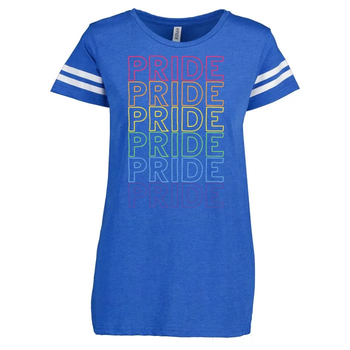 Pride Month Rainbow Retro Enza Ladies Jersey Football T-Shirt