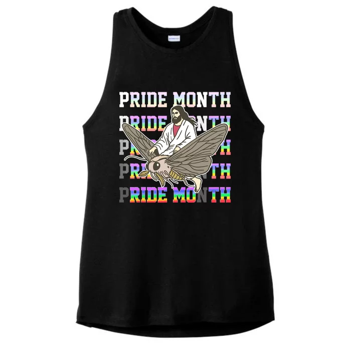 Pride Month Ride Moth Ladies Tri-Blend Wicking Tank