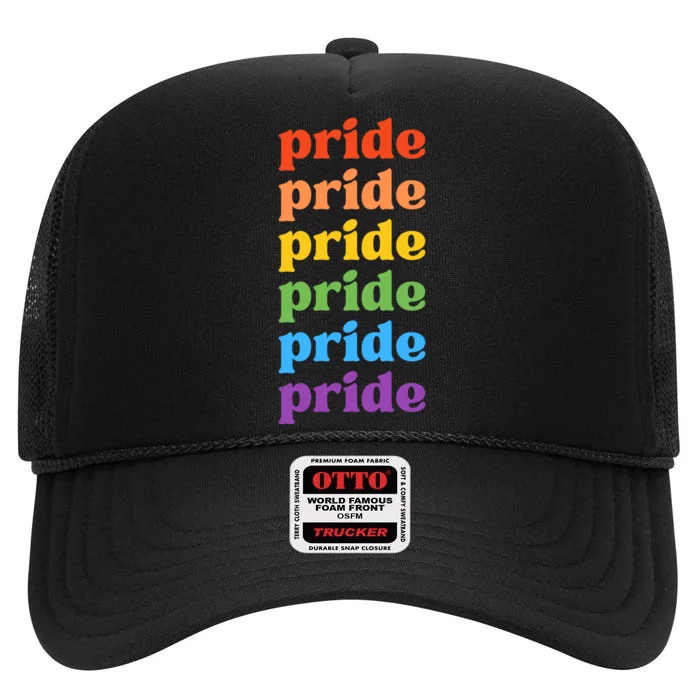 Pride Month Rainbow LGBTQ High Crown Mesh Trucker Hat