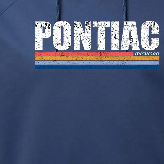 Pontiac Michigan Retro Performance Fleece Hoodie