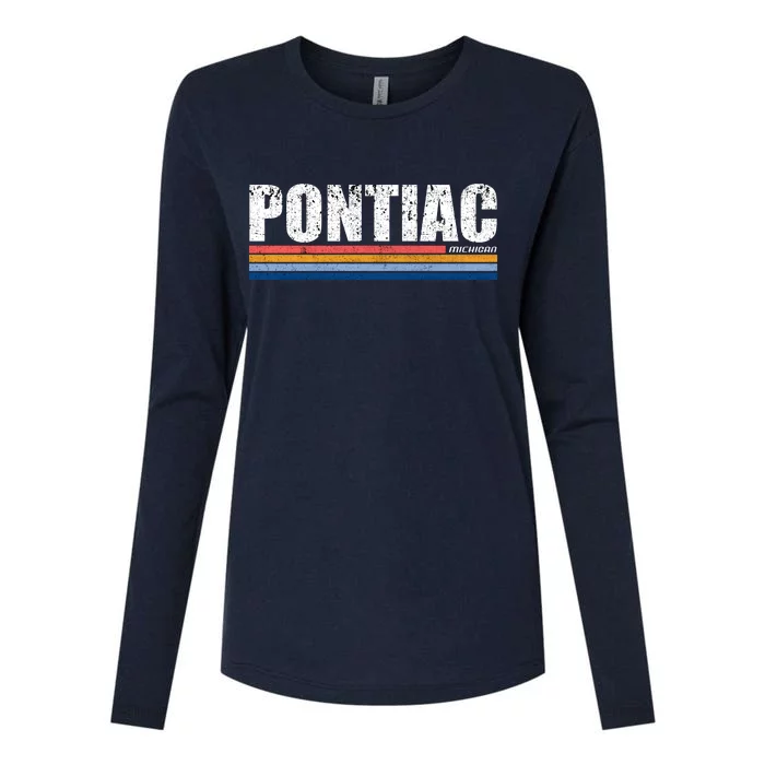 Pontiac Michigan Retro Womens Cotton Relaxed Long Sleeve T-Shirt