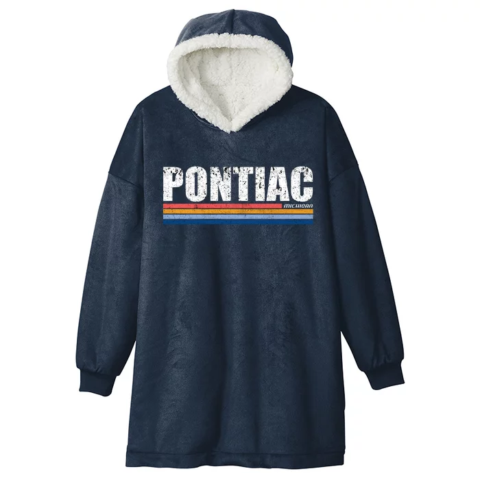 Pontiac Michigan Retro Hooded Wearable Blanket