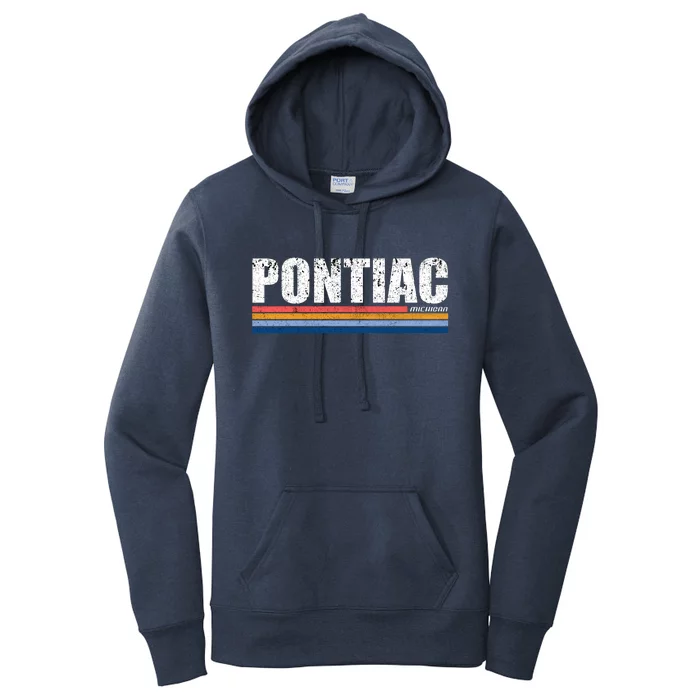 Pontiac Michigan Retro Women's Pullover Hoodie