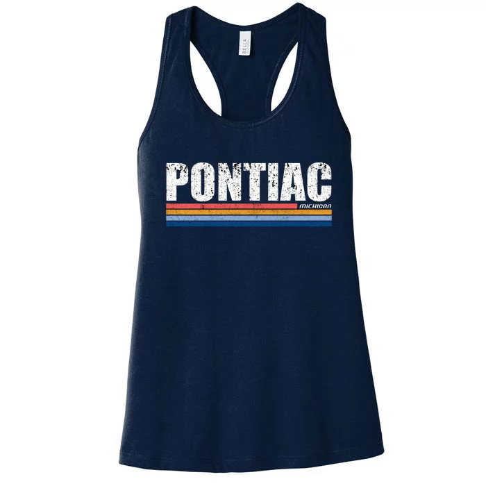 Pontiac Michigan Retro Women's Racerback Tank