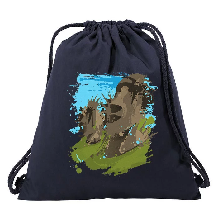 Polynesian, Moai Statue Easter Island By Zany Brainy Drawstring Bag