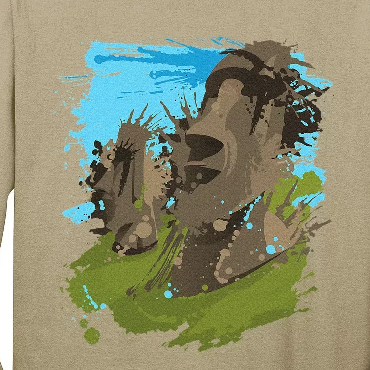 Polynesian, Moai Statue Easter Island By Zany Brainy Tall Long Sleeve T-Shirt