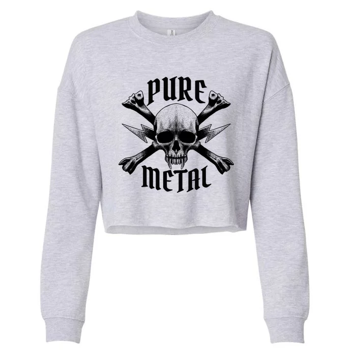 Pure Metal Skull Bone Cropped Pullover Crew