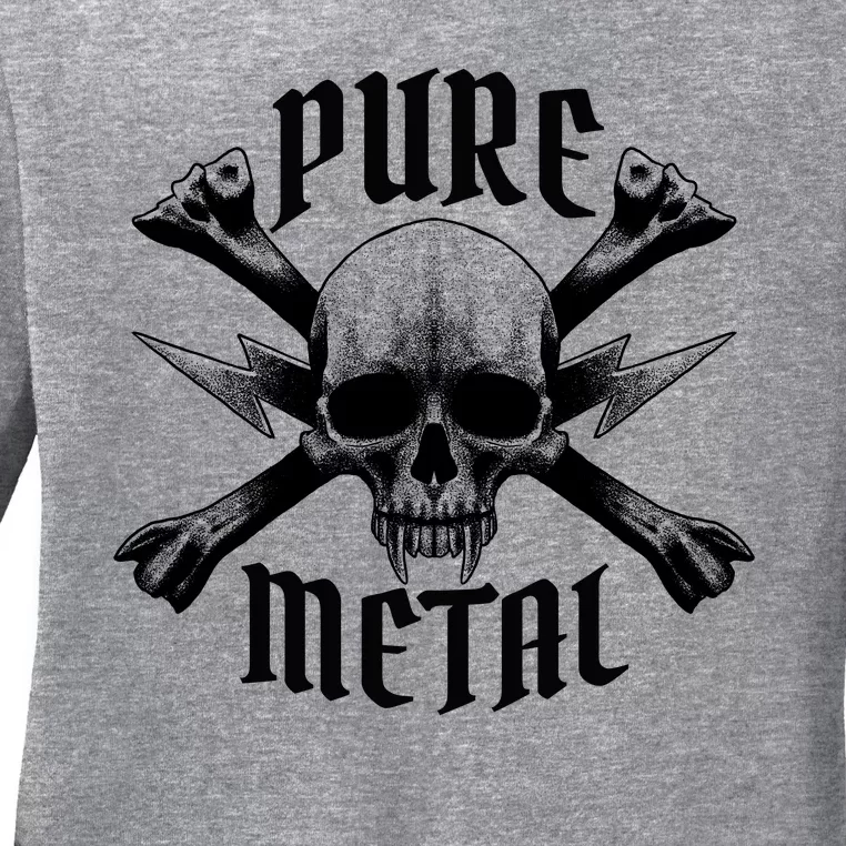 Pure Metal Skull Bone Ladies Long Sleeve Shirt