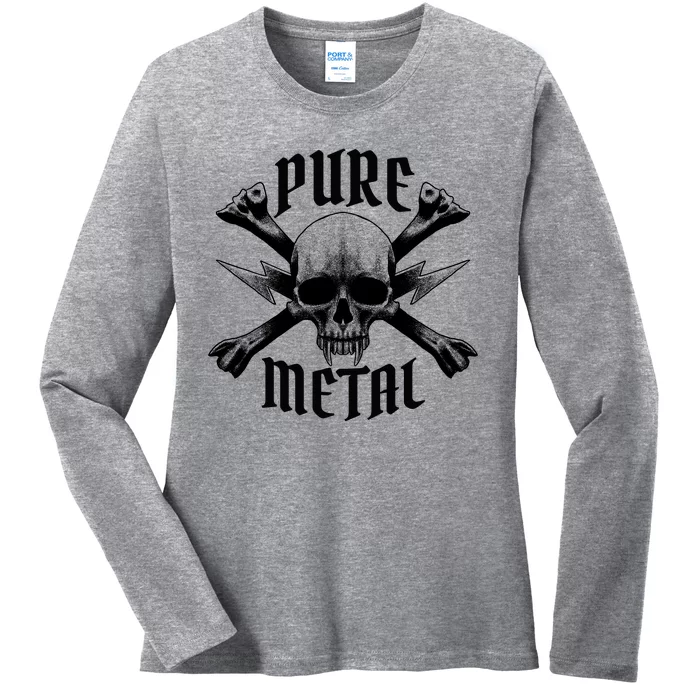 Pure Metal Skull Bone Ladies Long Sleeve Shirt