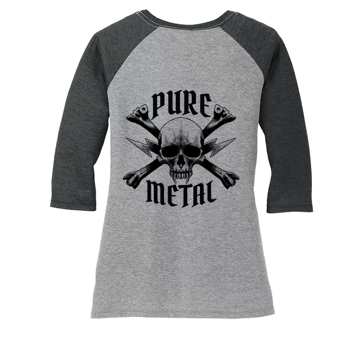 Pure Metal Skull Bone Women's Tri-Blend 3/4-Sleeve Raglan Shirt