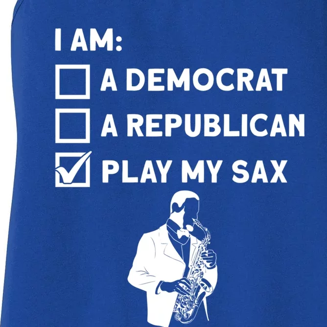 Play My Sax Funny Gift Saxophone Jazz Musician Sax Saxophonist Gift Women's Racerback Tank