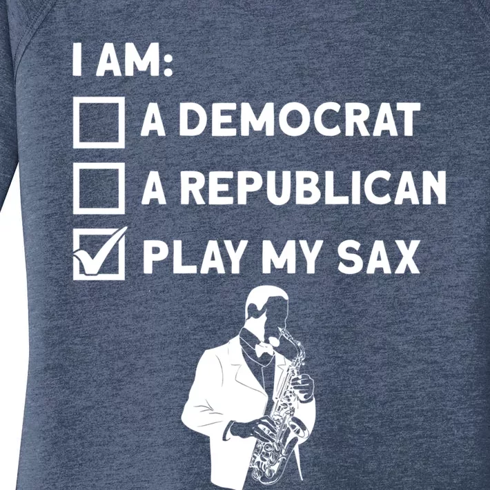 Play My Sax Funny Gift Saxophone Jazz Musician Sax Saxophonist Gift Women's Perfect Tri Tunic Long Sleeve Shirt