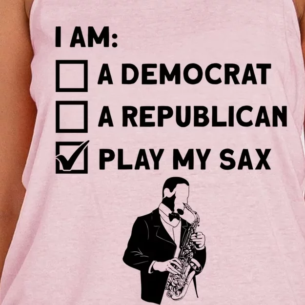 Play My Sax Funny Gift Saxophone Jazz Musician Sax Saxophonist Gift Women's Knotted Racerback Tank