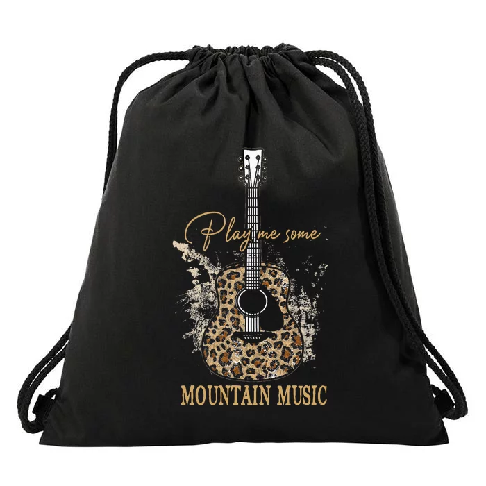 Play Me Some Mountain Music Classic Funny Guitar Drawstring Bag