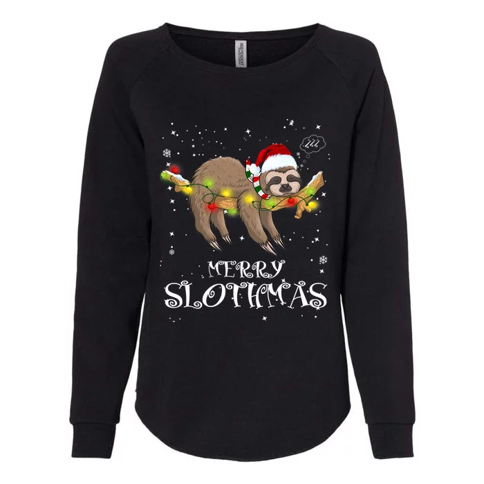 Pretty Merry Slothmas Christmas Pajama For Sloth Gift Womens California Wash Sweatshirt