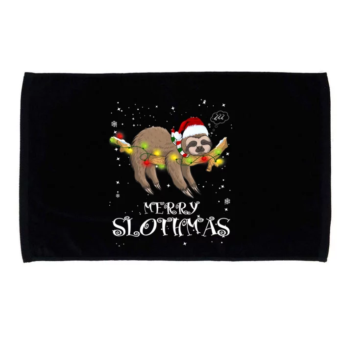 Pretty Merry Slothmas Christmas Pajama For Sloth Gift Microfiber Hand Towel