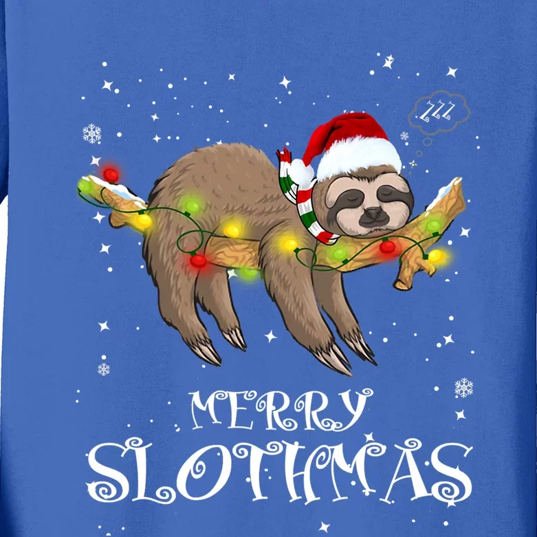 Pretty Merry Slothmas Christmas Pajama For Sloth Gift Kids Long Sleeve Shirt