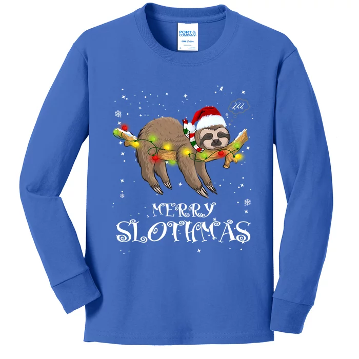 Pretty Merry Slothmas Christmas Pajama For Sloth Gift Kids Long Sleeve Shirt