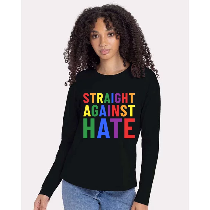 Pride Month Straight Against Hate Ally Gift Womens Cotton Relaxed Long Sleeve T-Shirt