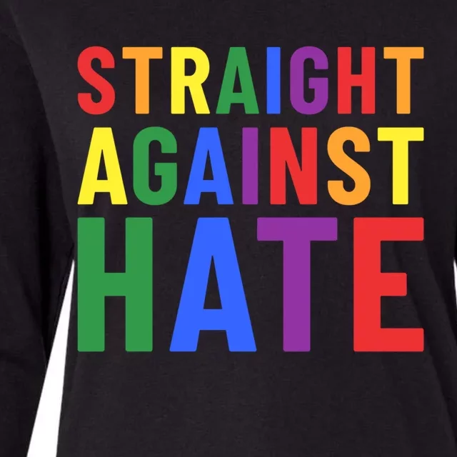 Pride Month Straight Against Hate Ally Gift Womens Cotton Relaxed Long Sleeve T-Shirt