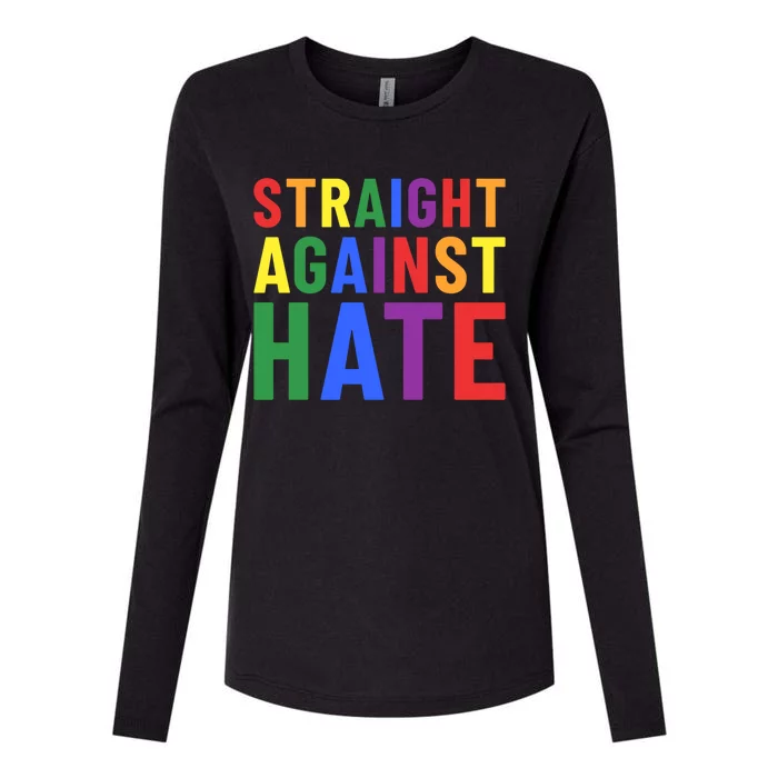 Pride Month Straight Against Hate Ally Gift Womens Cotton Relaxed Long Sleeve T-Shirt