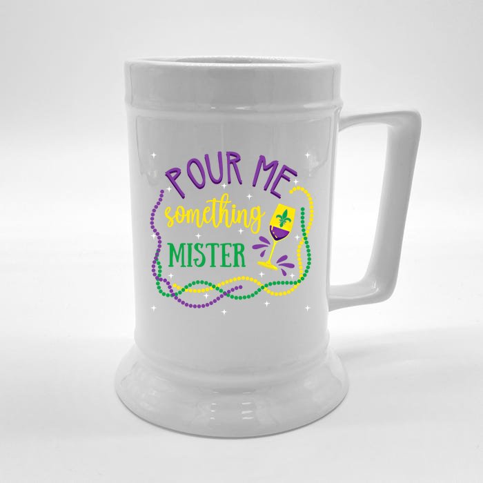 Pour Me Something Mister Mardi Gras Carnival Costume Gift Front & Back Beer Stein