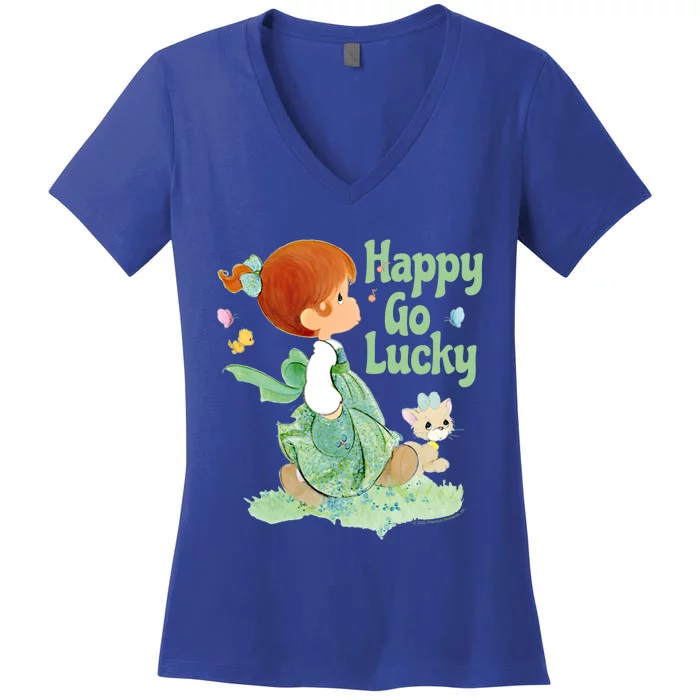 Precious Mots St Patrick's Day Happy Go Lucky Gift Women's V-Neck T-Shirt