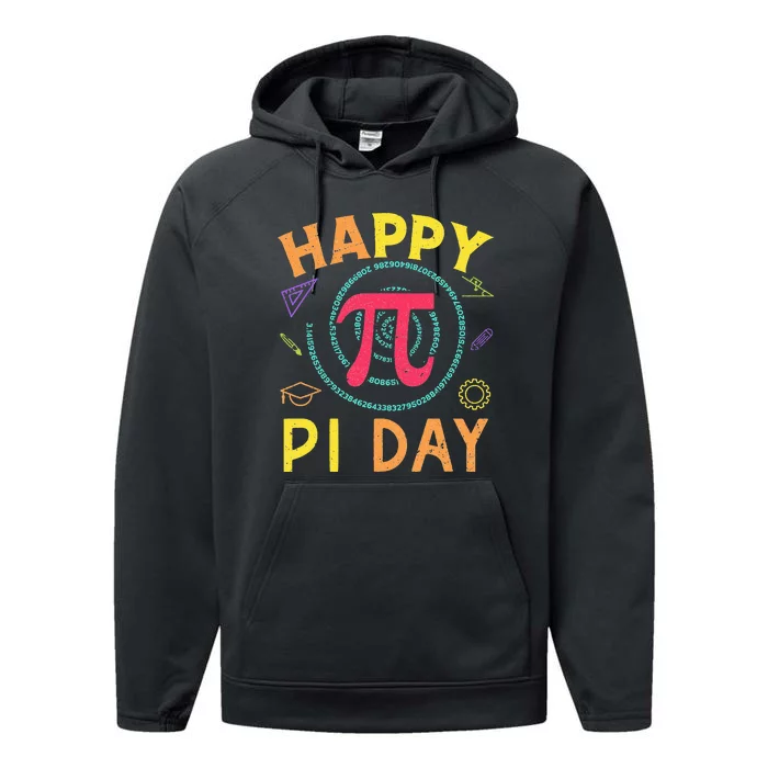 Pi Math Science STEM Gift 3.14 Pi Day Vintage Retro Performance Fleece Hoodie