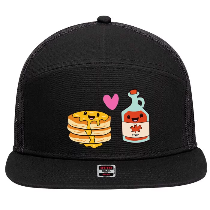 Pancakes Maple Syrup Food Pair Love Pancake With Maple Syrup 7 Panel Mesh Trucker Snapback Hat