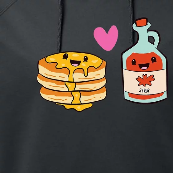 Pancakes Maple Syrup Food Pair Love Pancake With Maple Syrup Performance Fleece Hoodie