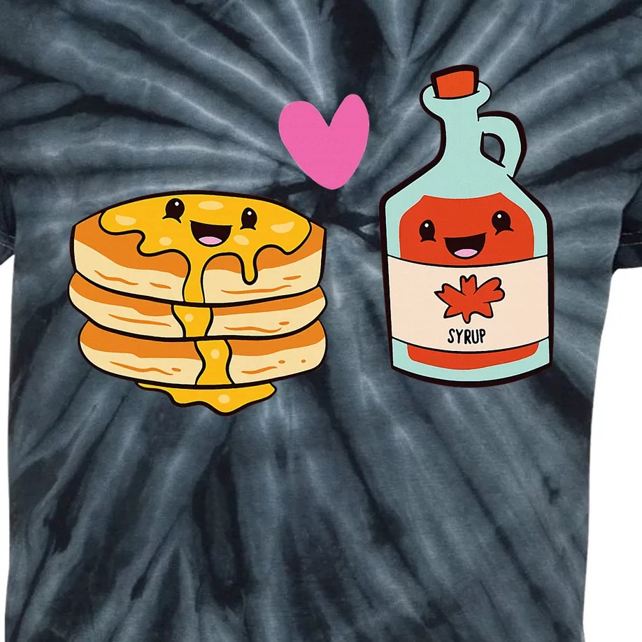 Pancakes Maple Syrup Food Pair Love Pancake With Maple Syrup Kids Tie-Dye T-Shirt