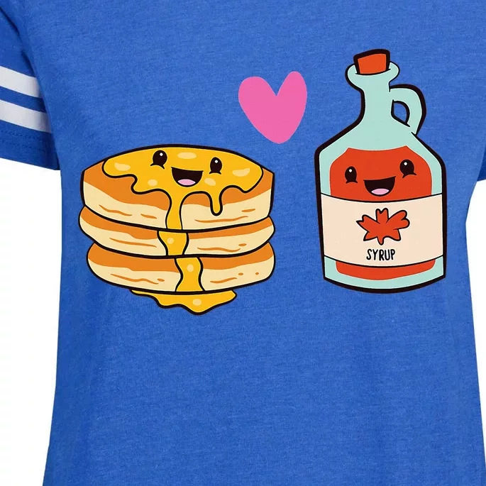 Pancakes Maple Syrup Food Pair Love Pancake With Maple Syrup Enza Ladies Jersey Football T-Shirt