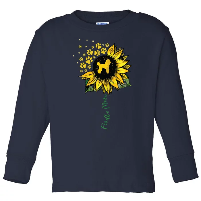 Poodle Mom Sunflower Poodle Lover Gifts Dog Mom Mama Toddler Long Sleeve Shirt