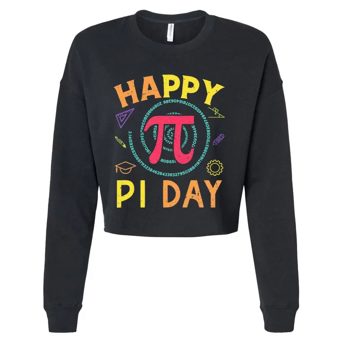 Pi Math Science STEM Gift 3.14 Pi Day Vintage Retro Cropped Pullover Crew