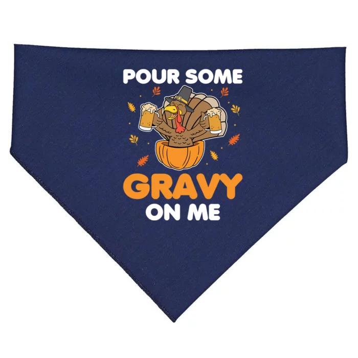 Pour Me Some Gravy On Me Beer Turkey Thanksgiving USA-Made Doggie Bandana