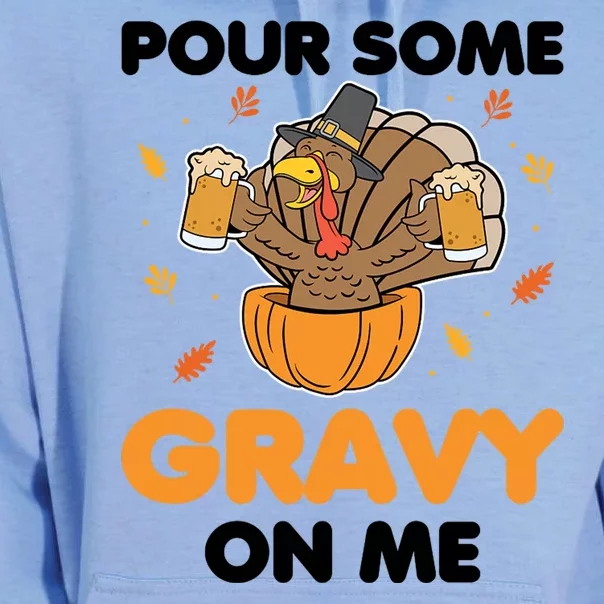 Pour Me Some Gravy On Me Beer Turkey Thanksgiving Unisex Surf Hoodie