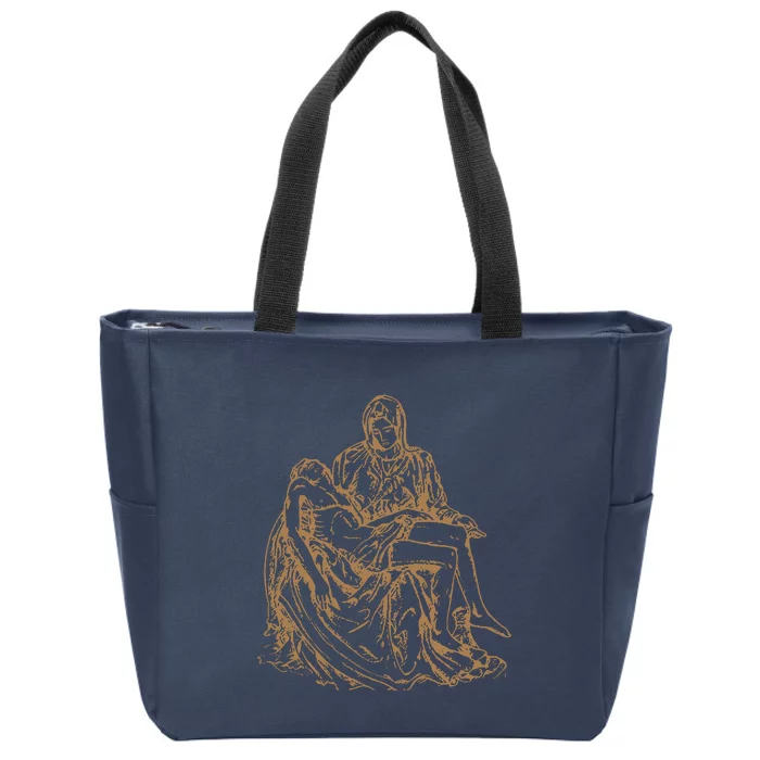 Pieta Michelangelo Statue Sketch Zip Tote Bag