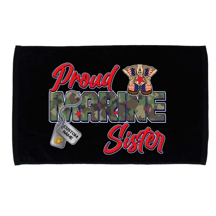 Proud Marine Sister Personalize Dog Tags Microfiber Hand Towel