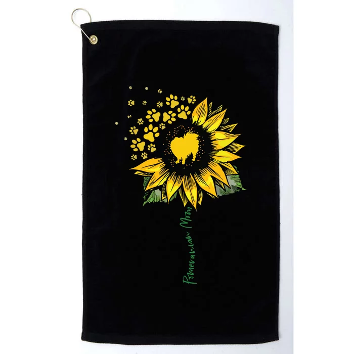 Pomeranian Mom Sunflower Pomeranian Gifts Dog Mom Mama Platinum Collection Golf Towel