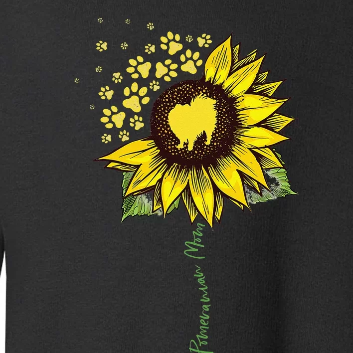 Pomeranian Mom Sunflower Pomeranian Gifts Dog Mom Mama Toddler Sweatshirt