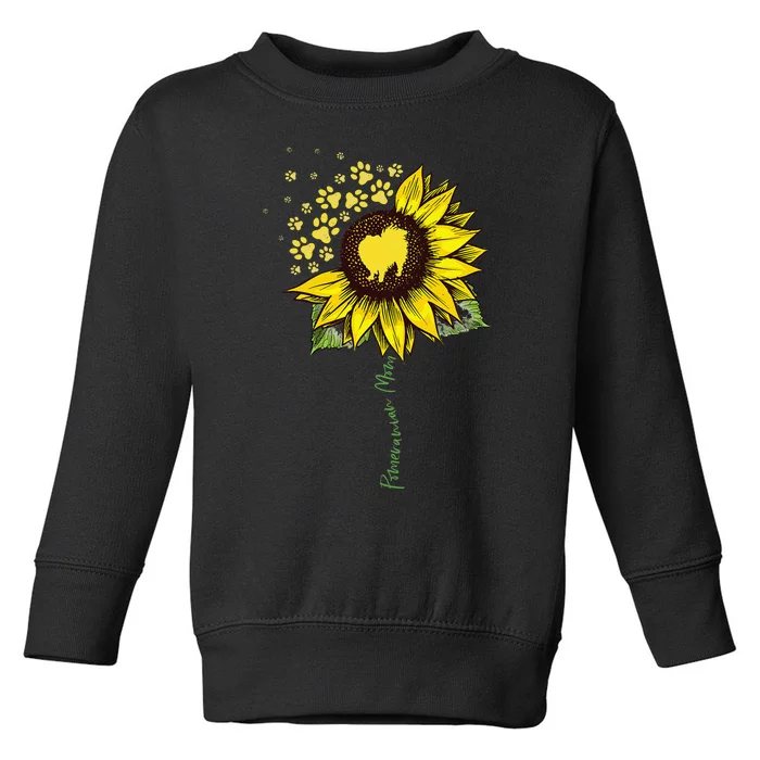 Pomeranian Mom Sunflower Pomeranian Gifts Dog Mom Mama Toddler Sweatshirt