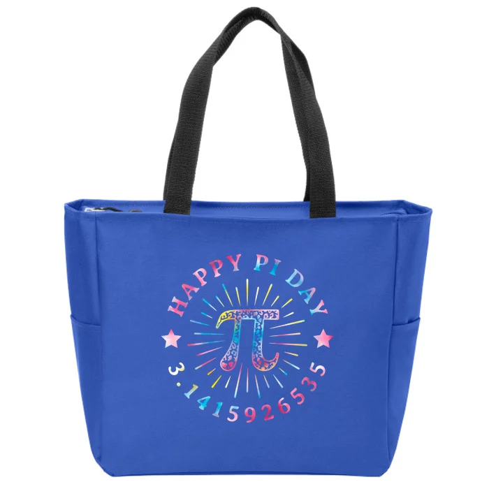 Pi Math Teacher Funny Gift Happy Pi Day With Tie Dye Style Cool Gift Zip Tote Bag